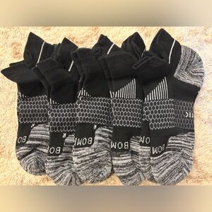 Bombas Black and Gray Patterned Athletic Socks 5-pack Size: M